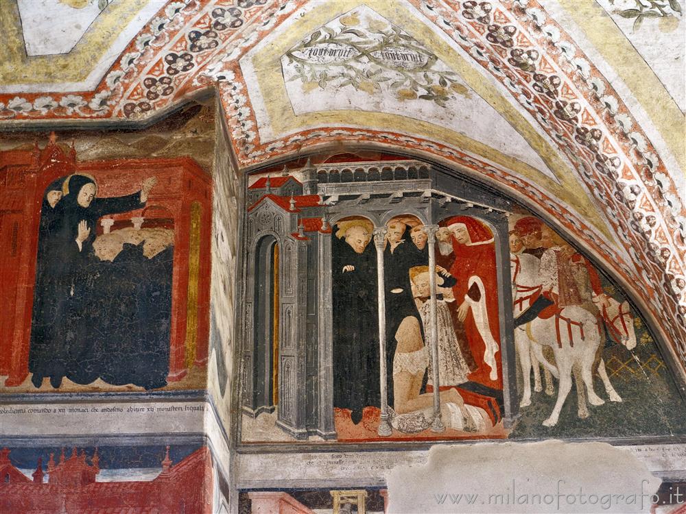 San Nazzaro Sesia (Novara, Italy) - Frescoes on the walls of the portico of the cloister of the Abbey of the Saints Nazario and Celso
